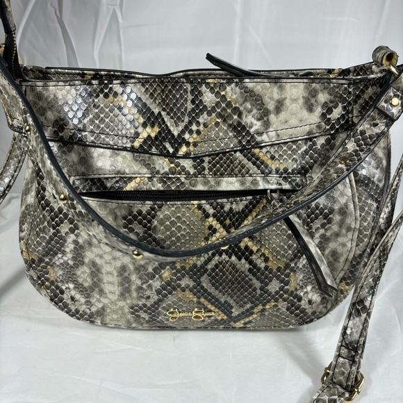 Jessica Simpson Sabrina Satchel Handbag Color Natural Python - Picture 1 of 16